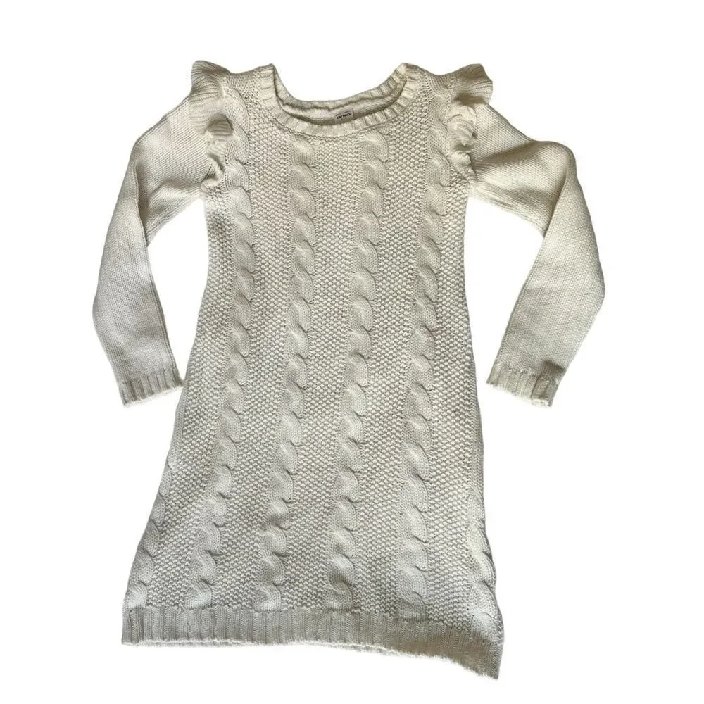 Girl’s Cotton Blend Cable Knit LS Dress, Sz: 6